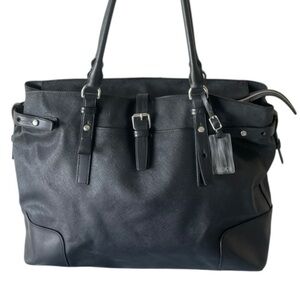 TUMI, Black Leather Villa Viverone Tote Bag 17x6x13